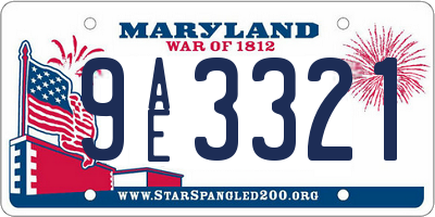 MD license plate 9AE3321