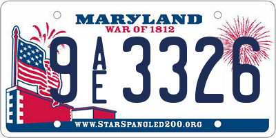 MD license plate 9AE3326