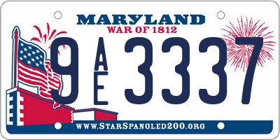MD license plate 9AE3337