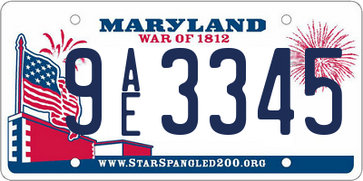 MD license plate 9AE3345