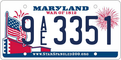 MD license plate 9AE3351