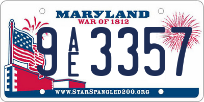 MD license plate 9AE3357