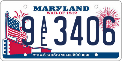 MD license plate 9AE3406