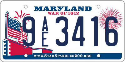 MD license plate 9AE3416