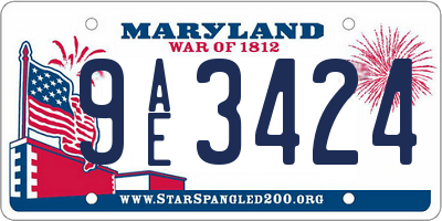 MD license plate 9AE3424