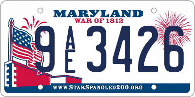 MD license plate 9AE3426