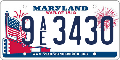 MD license plate 9AE3430