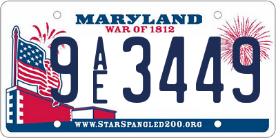 MD license plate 9AE3449