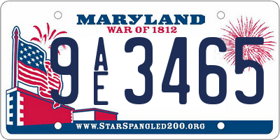 MD license plate 9AE3465