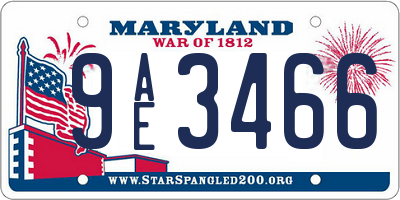 MD license plate 9AE3466