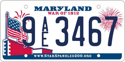 MD license plate 9AE3467