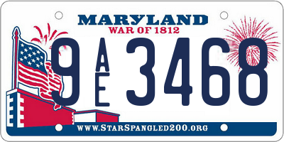 MD license plate 9AE3468