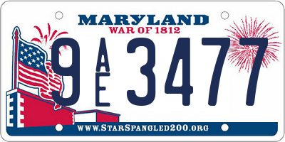 MD license plate 9AE3477