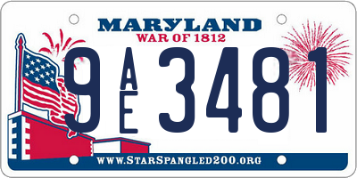 MD license plate 9AE3481