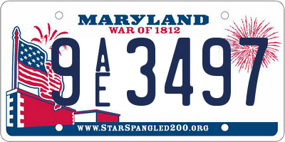 MD license plate 9AE3497