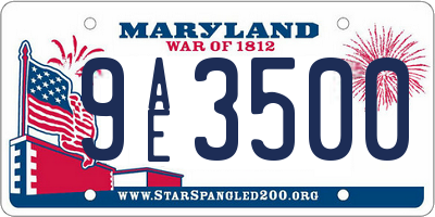 MD license plate 9AE3500