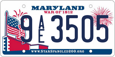 MD license plate 9AE3505