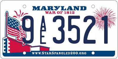 MD license plate 9AE3521