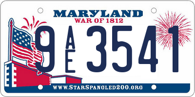 MD license plate 9AE3541