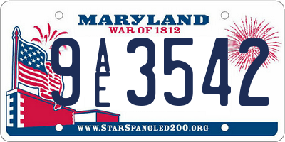 MD license plate 9AE3542