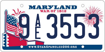 MD license plate 9AE3553
