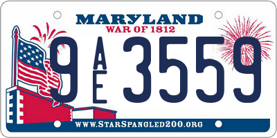 MD license plate 9AE3559