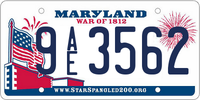 MD license plate 9AE3562