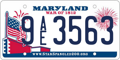 MD license plate 9AE3563