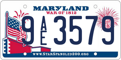 MD license plate 9AE3579