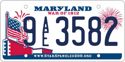 MD license plate 9AE3582