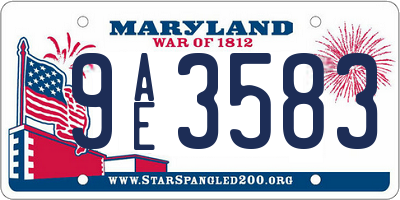 MD license plate 9AE3583