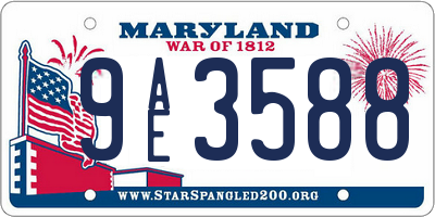 MD license plate 9AE3588