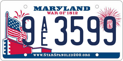 MD license plate 9AE3599