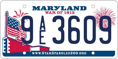 MD license plate 9AE3609