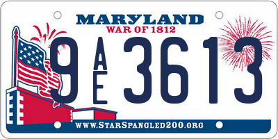MD license plate 9AE3613