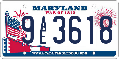 MD license plate 9AE3618