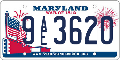 MD license plate 9AE3620