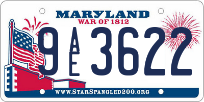 MD license plate 9AE3622
