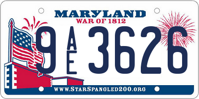 MD license plate 9AE3626
