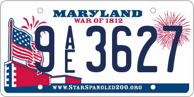 MD license plate 9AE3627