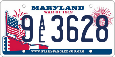 MD license plate 9AE3628