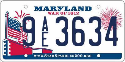 MD license plate 9AE3634