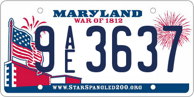 MD license plate 9AE3637