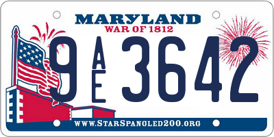MD license plate 9AE3642