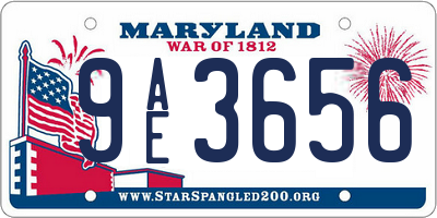 MD license plate 9AE3656