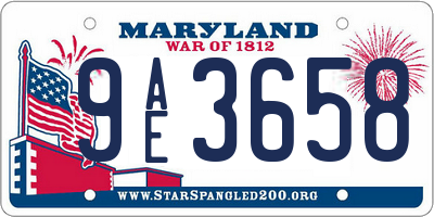 MD license plate 9AE3658