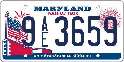 MD license plate 9AE3659