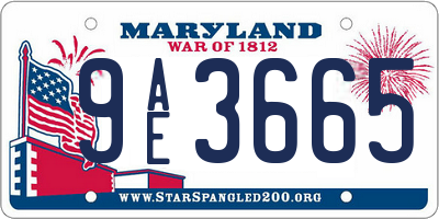 MD license plate 9AE3665
