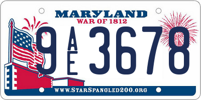 MD license plate 9AE3678
