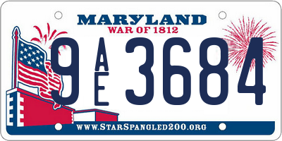MD license plate 9AE3684